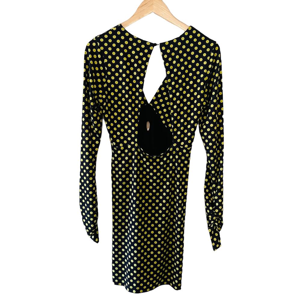 Le Superbe Elastica Polka Dot Ruched Long Sleeves Dress Size Medium - Picture 3 of 10
